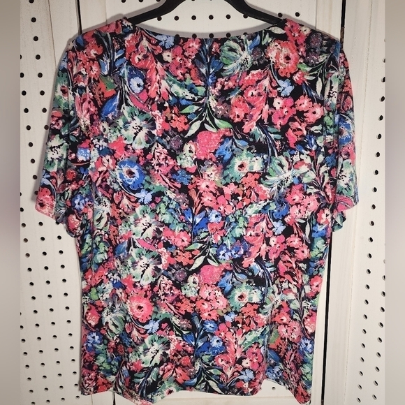 Tahari Large Square Neck Floral Knit Short Sleeve NEW Brihjt - Picture 5 of 5